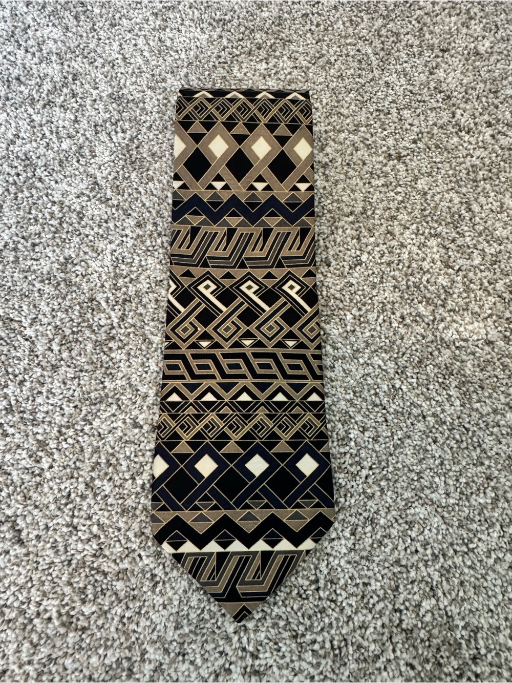 croft & barrow Black and Tan Geometric Pattern Tie